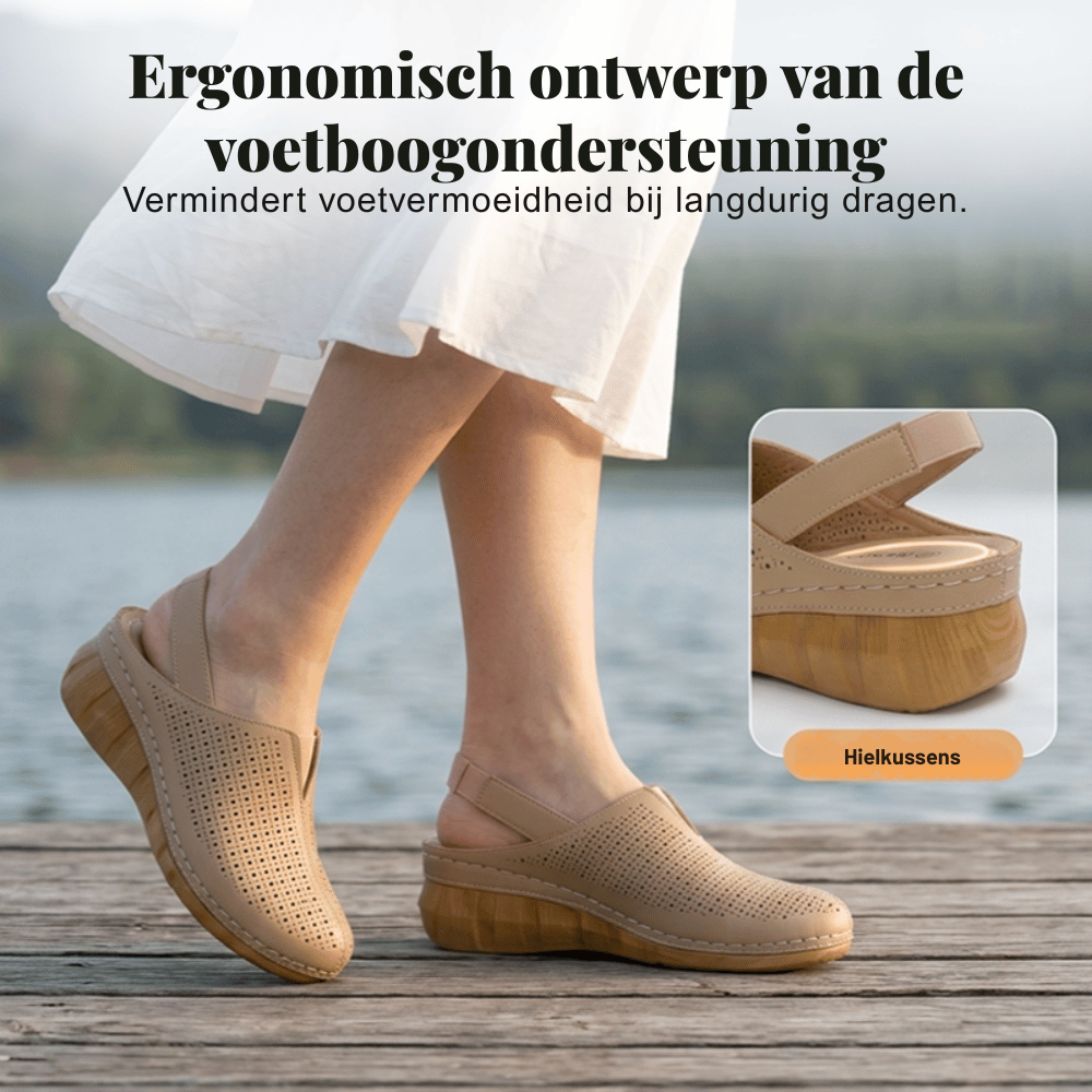 Ava — Geperforeerde Sleehak-Sandalen met Hielbandje | 50% KORTING