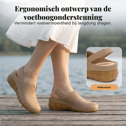 Ava — Geperforeerde Sleehak-Sandalen met Hielbandje | 50% KORTING