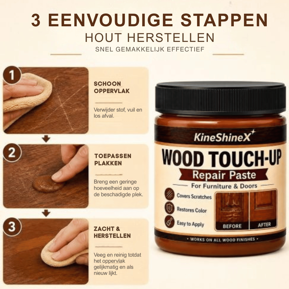 WoodTouch — Hout Reparatiecrème Bruin | 1+1 GRATIS