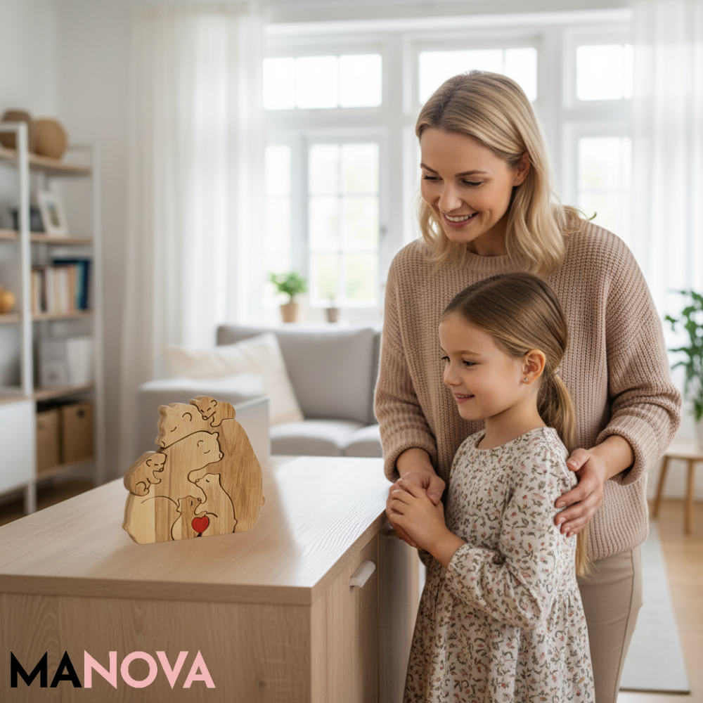 CozyBear – Houten puzzel ornament “Berenfamilie” | 50% KORTING