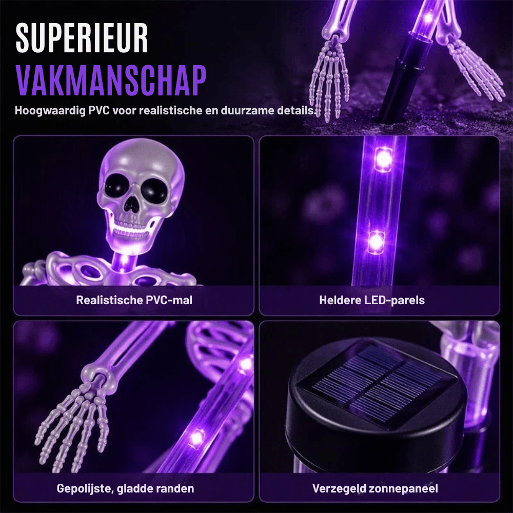 GlowPhantom — Solar Skelet Halloween Grondspies-Lamp | 50% KORTING