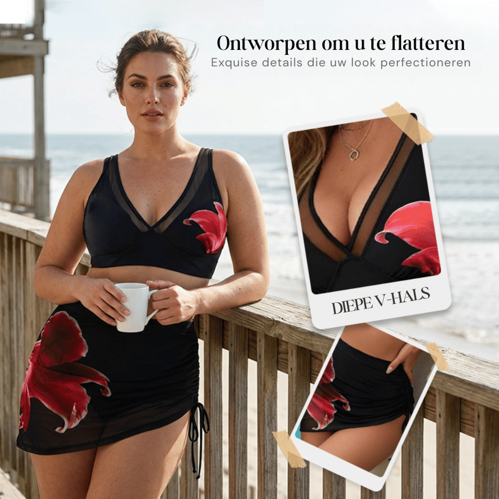 Eva — Gedrapeerde Mesh Bikiniset | 50% KORTING
