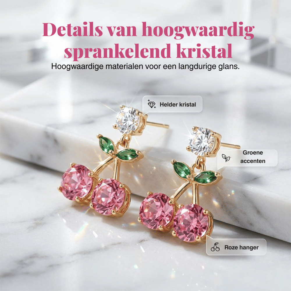 Rosalie — Kristal Cherry Oorbellen | 50% KORTING