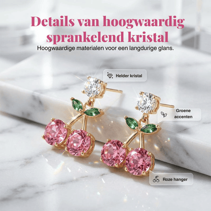 Rosalie — Kristal Cherry Oorbellen | 50% KORTING