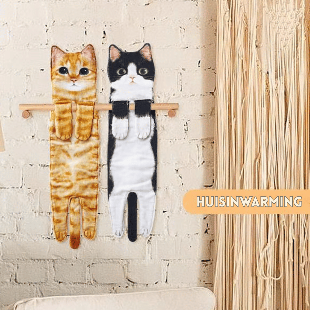 PurrTowel – Schattige kattenhanddoek | 1+1 GRATIS