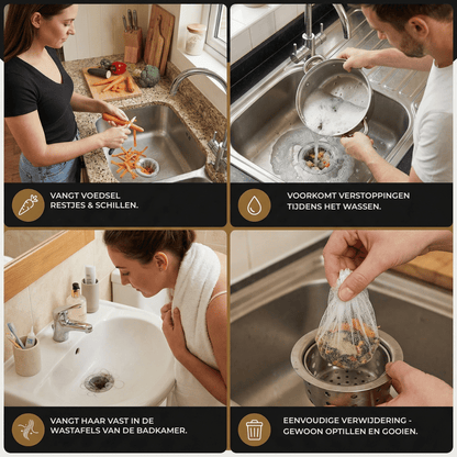 ClearFlow — 100 stuks Wegwerp Afvoernetten | 1+1 GRATIS