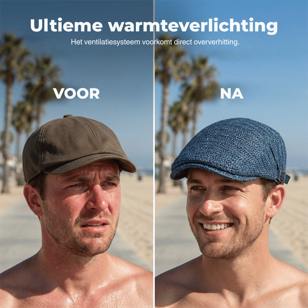 Oliver — Ademende Zomerpet met Zonbescherming Verstelbaar 55–60 cm | 50% KORTING