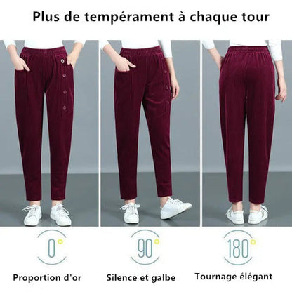 Carol - Dames corduroy broek met hoge taille