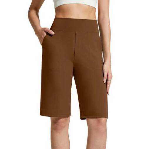Nina — Dames High Waist Stretch Shorts met Diepe Zakjes
