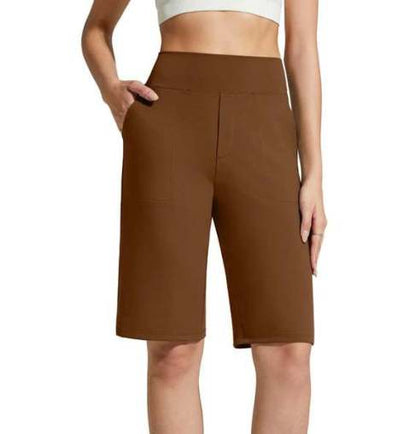 Nina — Dames High Waist Stretch Shorts met Diepe Zakjes