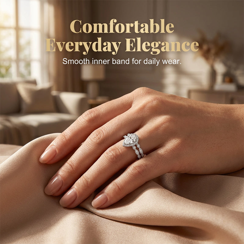 Claire – Vintage Perenvormige Zirkoon Tweedelige Ringen Set