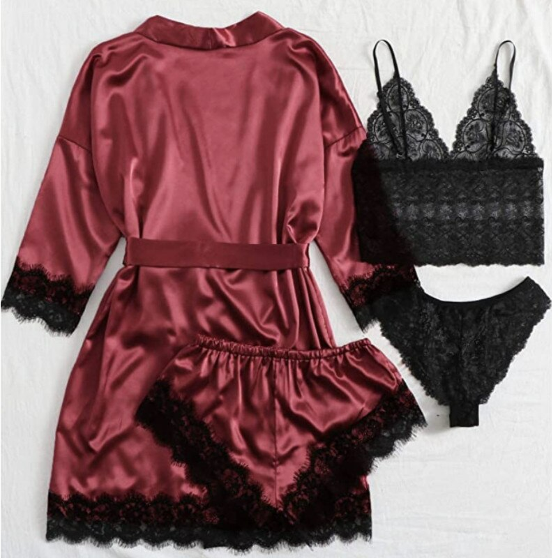 Pure Seduction 4-delige satijnen nachtkleding