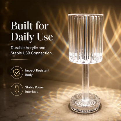 LumaLuxe Crystal Touch Lamp — Directe Warmte, Tijdloze Gloed