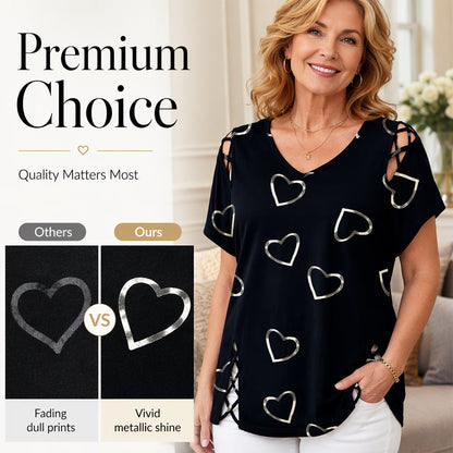 Mia – Dames ademend T-shirt met veterdetails aan de zijkanten