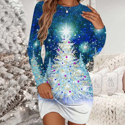 Casual jurk met kerstprint | 50% KORTING