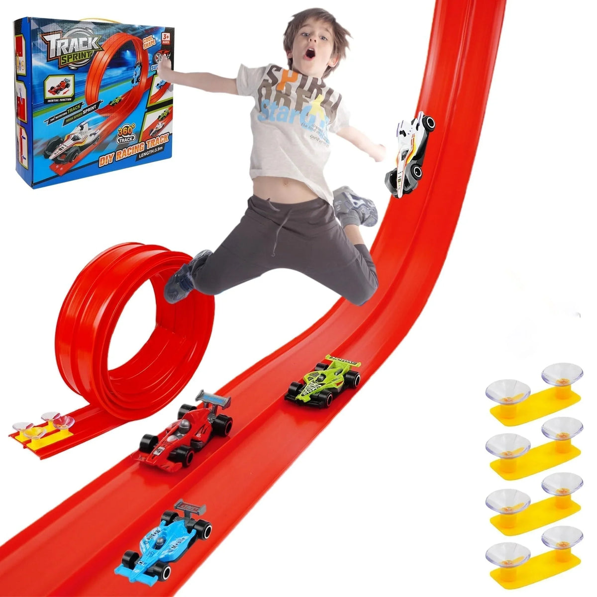 Rode 4 Meter Racebaan met 4 Auto's – Ontdek Onbeperkt Raceplezier