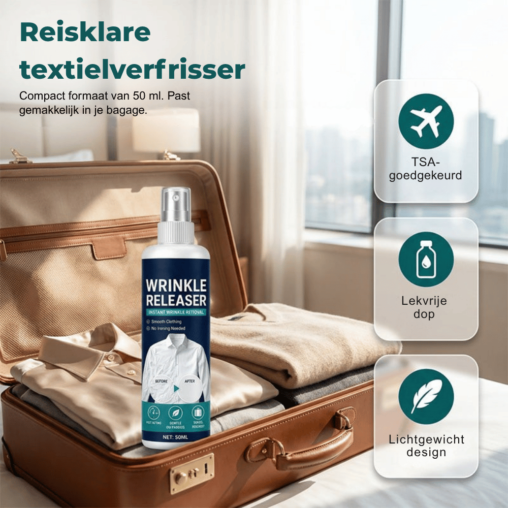 WrinkleAway — Kreukvrij Spray voor Onderweg | 1+1 GRATIS