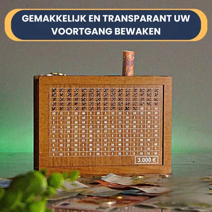 Bottle BAUER - Exclusieve glazen spaarpot met innovatieve muntengleuf - grote spaarpot zonder deksel voor eenvoudig munten nemen door speciale opening Bottle BAUER - Exclusieve glazen spaarpot met innovatieve muntengleuf - grote spaarpot zonder deksel voor eenvoudig munten nemen door speciale opening