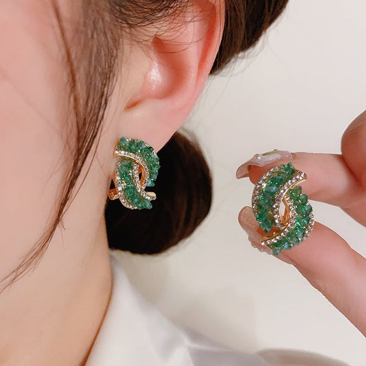 Groene verfraaide gesp oorbellen