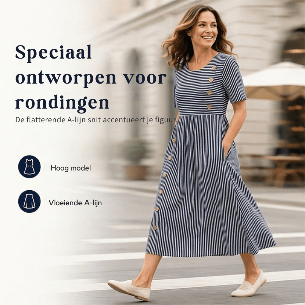 Evie — Gestreepte Maxi Jurk | 50% KORTING