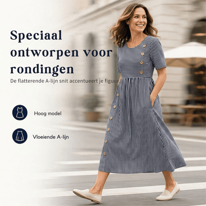 Evie — Gestreepte Maxi Jurk | 50% KORTING