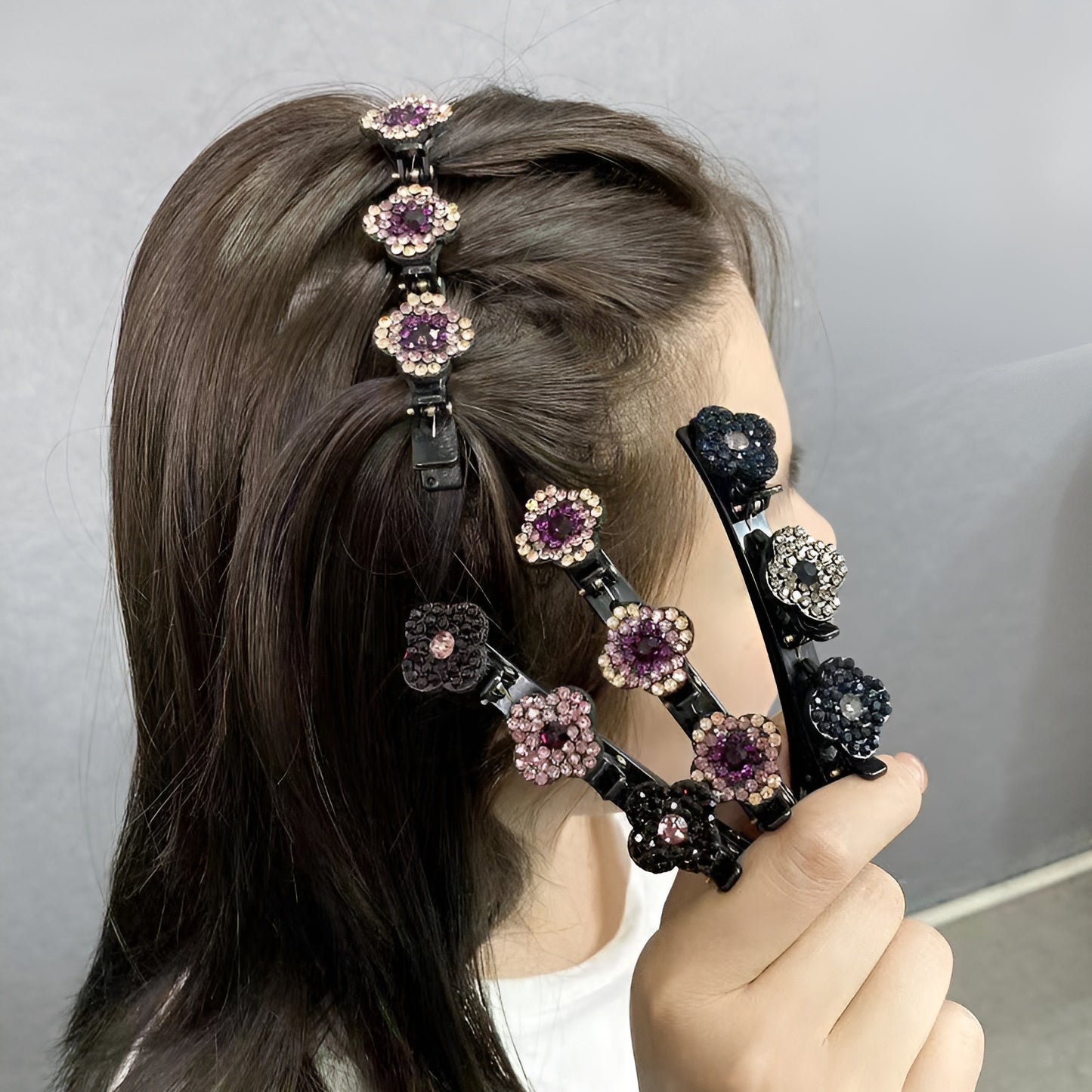 GlamClip - Haarclip met drie bloemen aan de zijkant | 50% KORTING