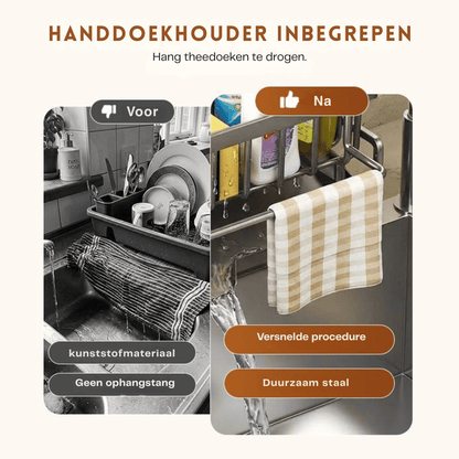 FlowNest — Gootsteen Afdruiprek-Organizer | 1+1 GRATIS