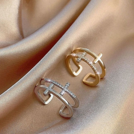Dubbellaagse kruis ring