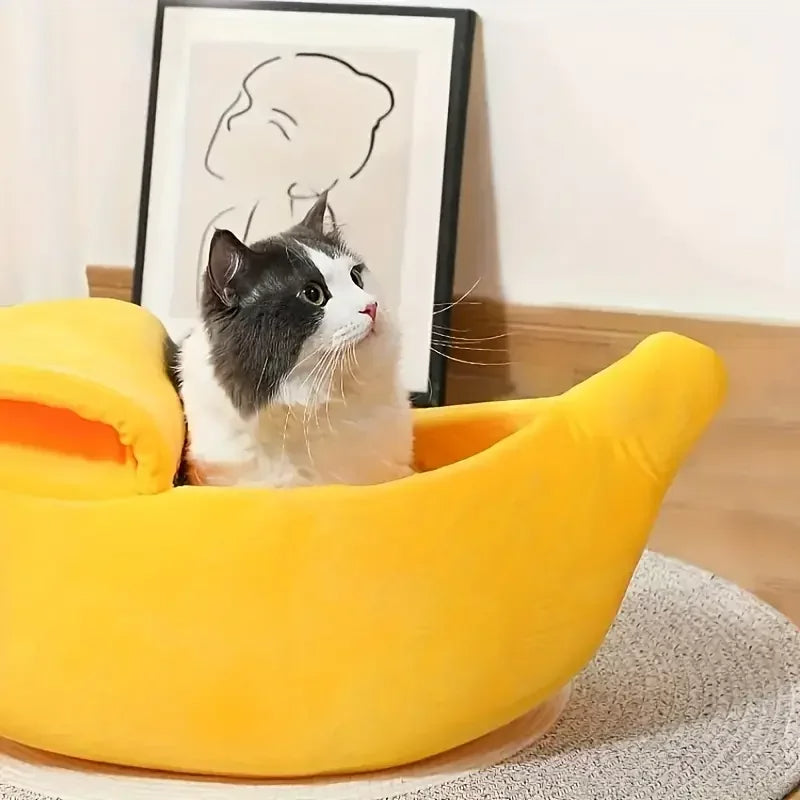 Het gezellige banaan -vormige bed voor je harige vriend!