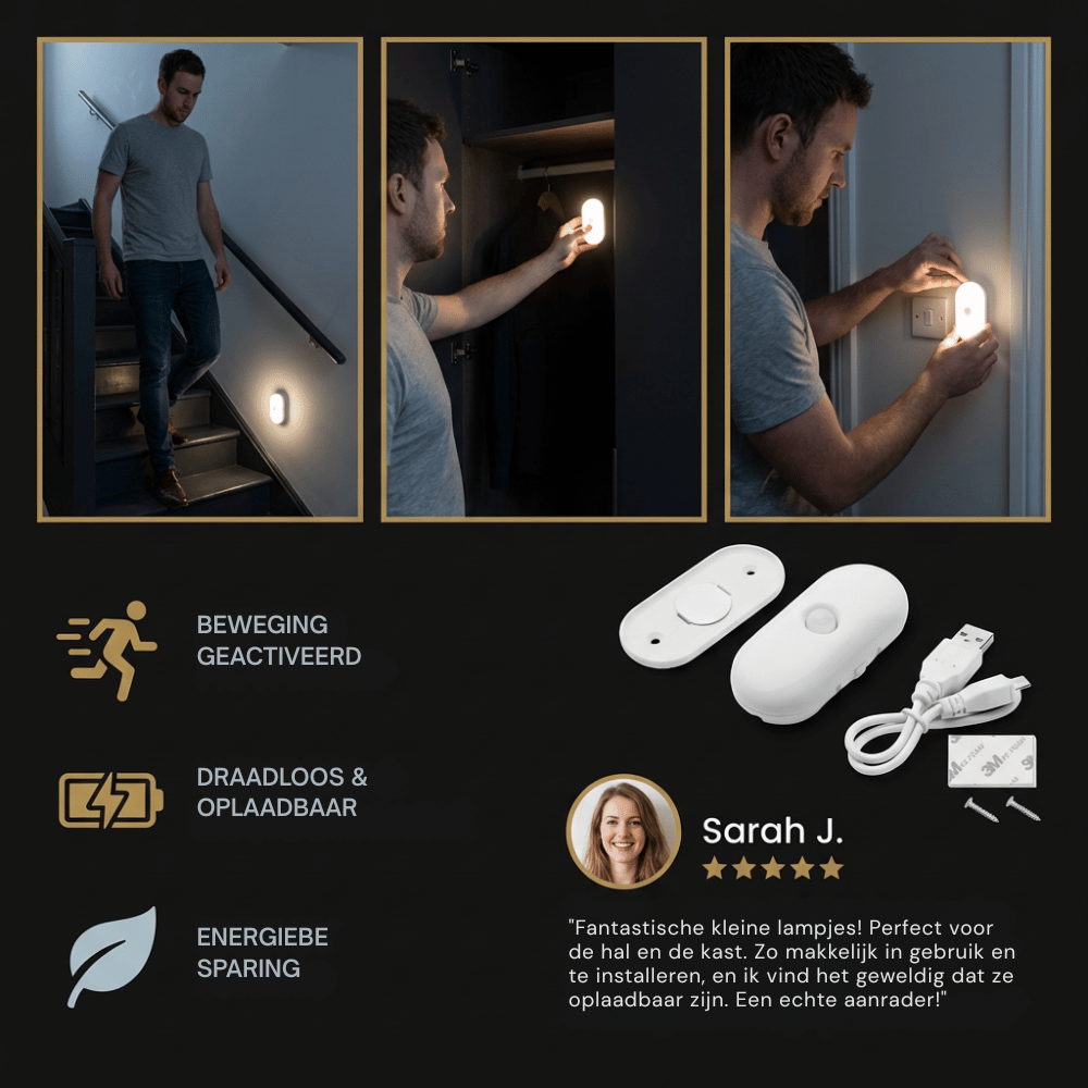 LumaTrail — Bewegingssensor Nachtlamp | 1+1 GRATIS