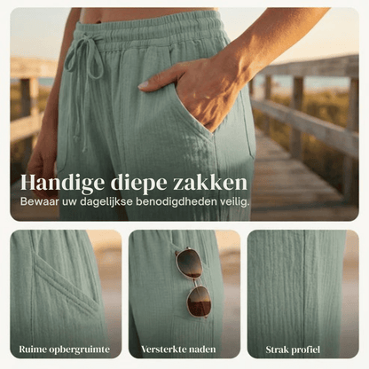 Ava — Lichtgewicht Linnen-Katoenen Broek | 50% KORTING