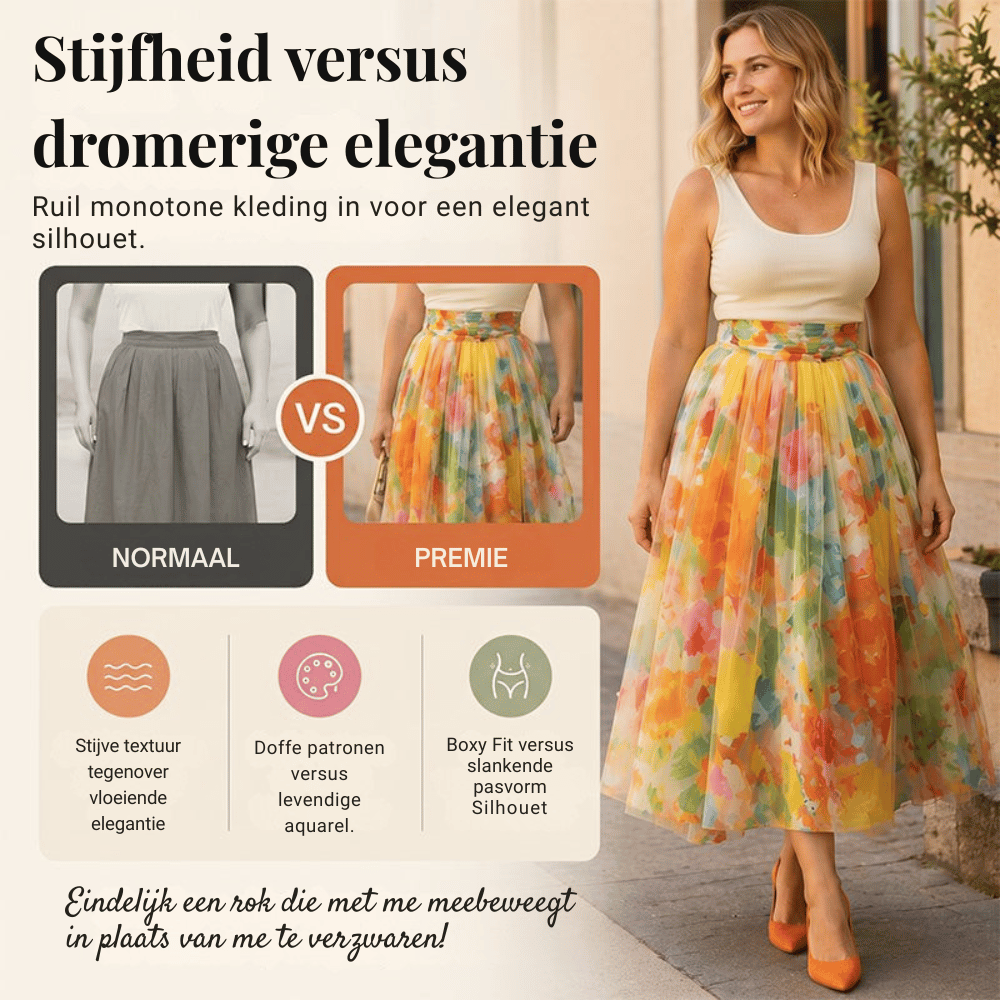 Sofia — Bloemenrok met Klokvorm | 50% KORTING