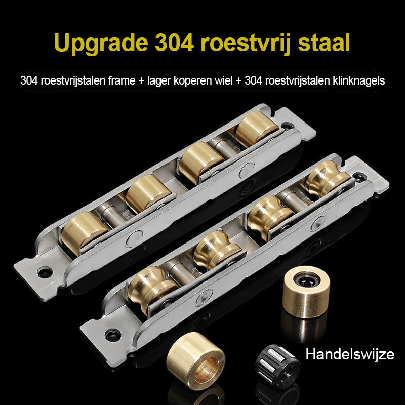 Poelie van roestvrij staal en koper (2 stuks)