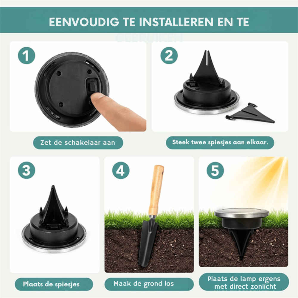 SolarGlow 4 stuks-Set — Tuinpadverlichting | 50% KORTING
