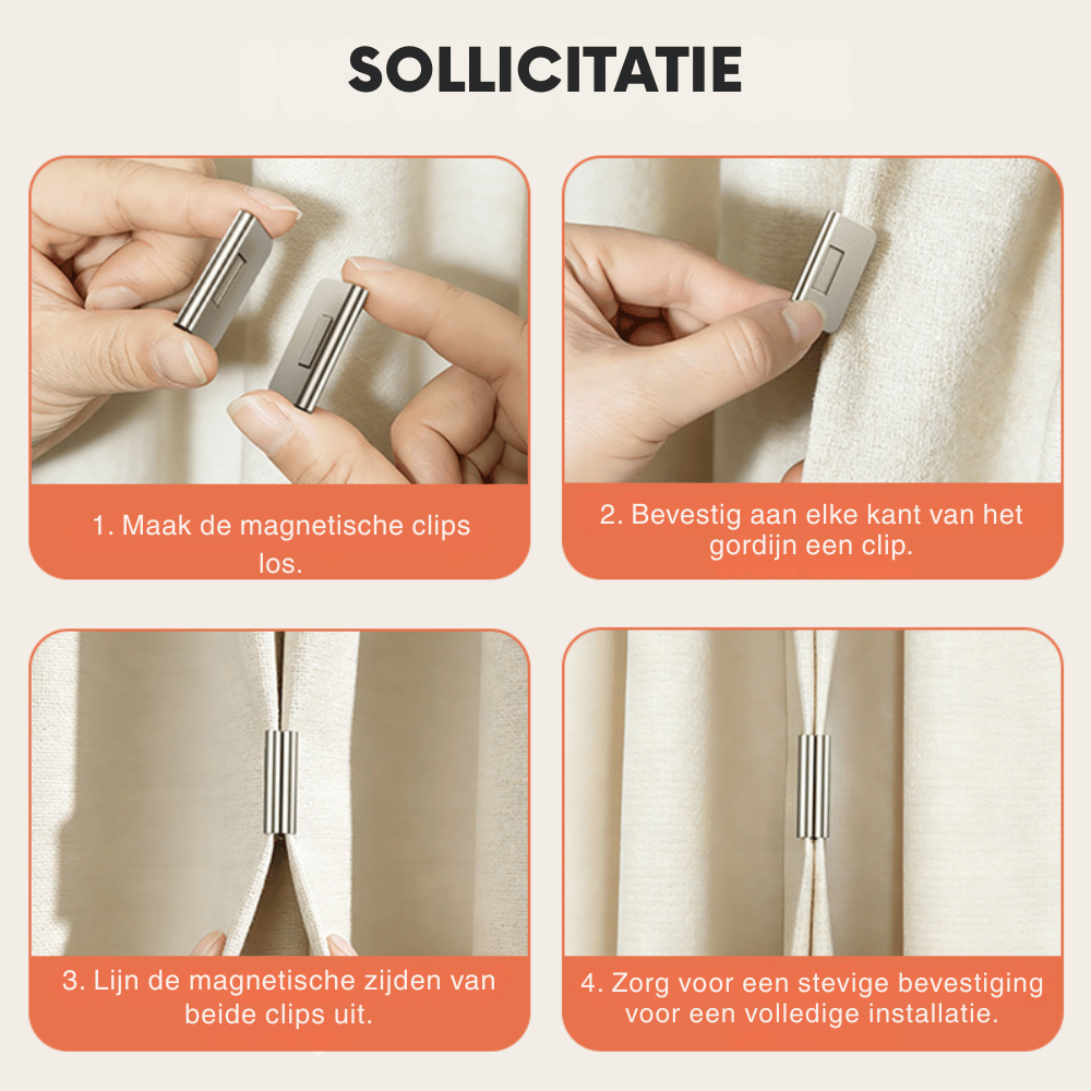 LumiLatch — Magnetische Gordijnclips | 50% KORTING