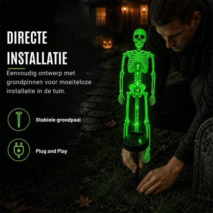 GlowPhantom — Solar Skelet Halloween Grondspies-Lamp | 50% KORTING