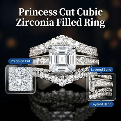 Juliana – Prinsesgeslepen Zirkonen Ring met Witgoud Look