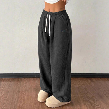 Ella – Dames corduroy broek met brede pijpen en verstelbare tailleband