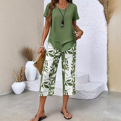 Lydia – Dames Ademend Casual Tweekleurig Setje