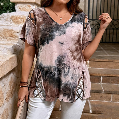 Mia – Dames ademend T-shirt met veterdetails aan de zijkanten
