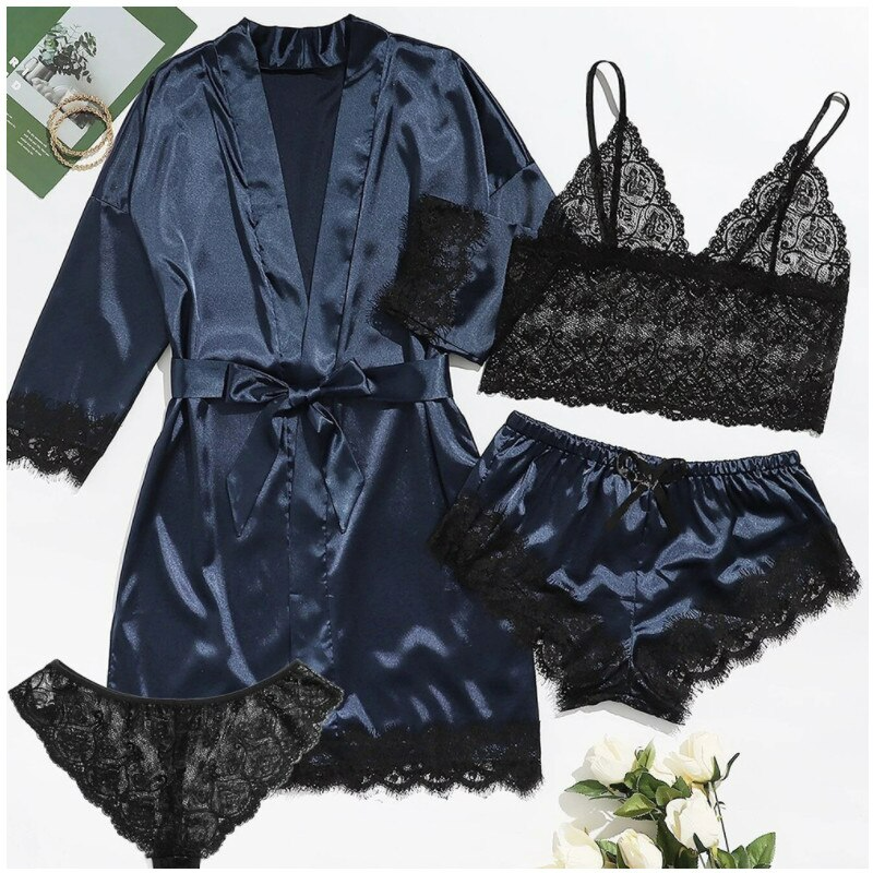 Pure Seduction 4-delige satijnen nachtkleding