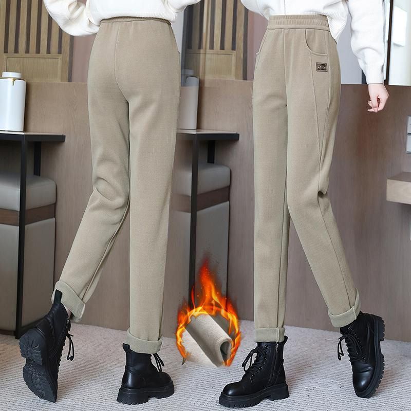 Home – Hoge taille ribbroek met fleecevoering voor een gezellige stijl