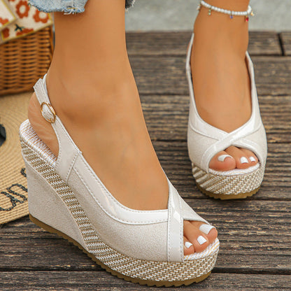 Maya – Dames ademende peeptoe sleehakken met ondersteuning