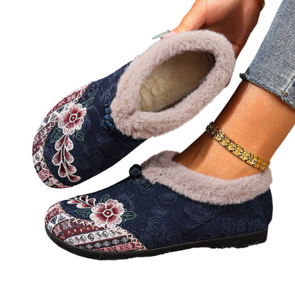 Sophie — Verwarmde Schoenen met 3D Borduurwerk en Antislipzool