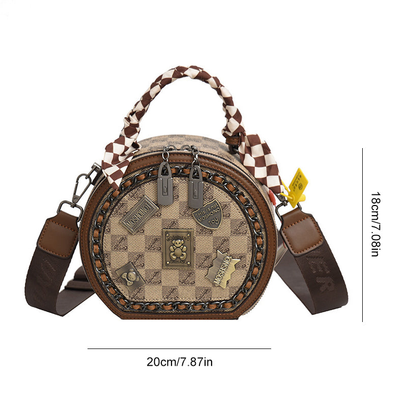Retro draagtas met badgeprint