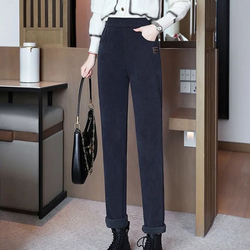 Home – Hoge taille ribbroek met fleecevoering voor een gezellige stijl