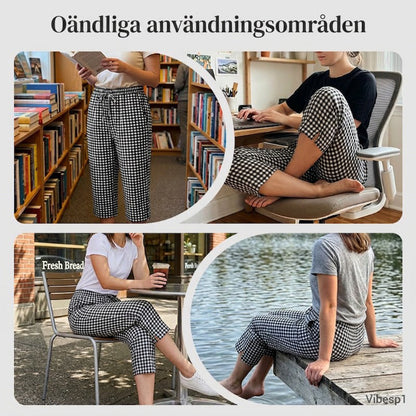 Emma – Dames Capri Broek met Geruit Patroon van Ademend Katoen-Linnen Mix