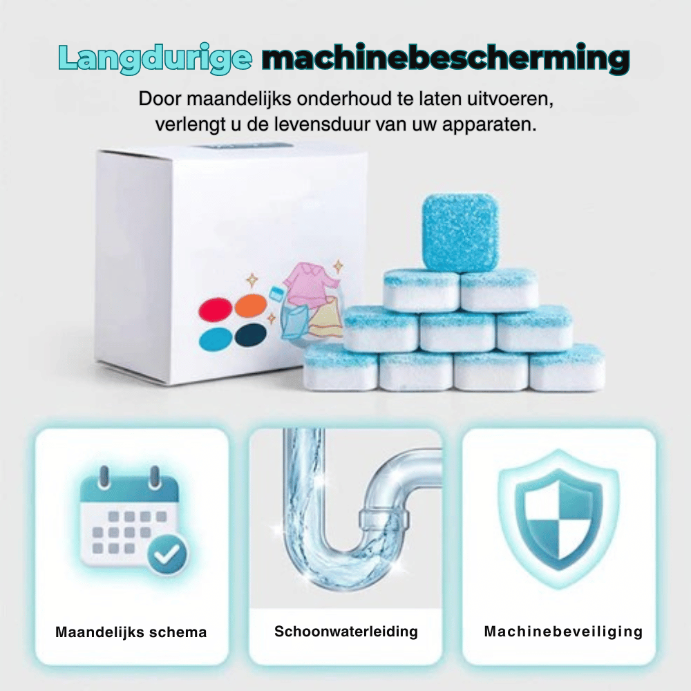 WasherRefresh 12 stuks — Wasmachine Reinigingstabletten | 1+2  doosGRATIS