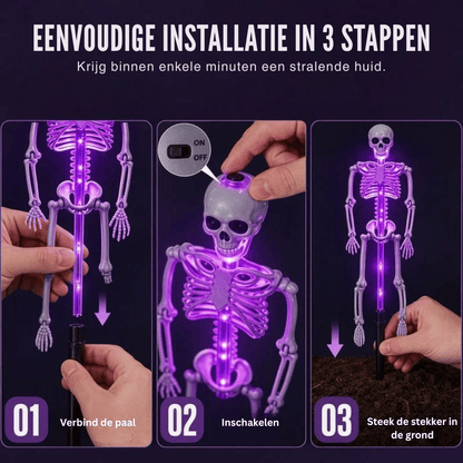 GlowPhantom — Solar Skelet Halloween Grondspies-Lamp | 50% KORTING