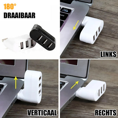 Mini draaibare 3-poorts USB-hub